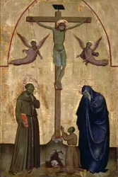 Keresztre feszítés Assisi Szent Ferenccel és egy adományozóval (tempera a panelen)