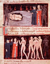 Dante és Virgil találkozik Ugolinóval, az árulóval (23. dal a Hell in the Divine Comedy-ből) miniatűr