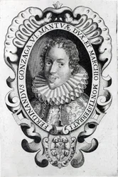 Ferdinando Gonzaga, Mantova hercege (metszet) (fekete-fehér fotó)