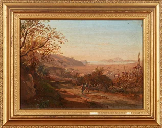 Figurák egy ösvényen, Pianura Di Bagno (olaj a fedélzeten)