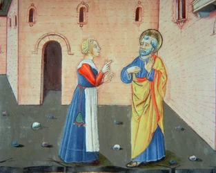 Fol.107v Péter másodszor tagadja meg Krisztust (vellum)