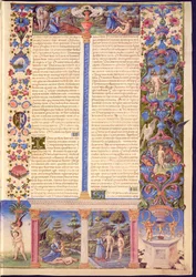 Fol.6r Genesis. Ádám és Éva teremtése, a Borso d
