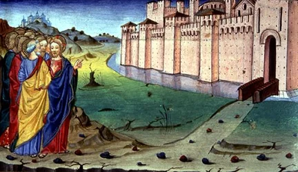 Fol.87v Krisztus Galileába megy (vellum)
