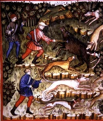 Fol.96r Hunting Animals, illusztráció a „Tacuinum Santiatis Codex Vindobonensis”-ből (vellum)
