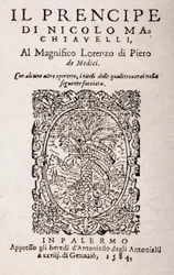 Niccolo Machiavelli „The Prince” című művének előlapja (litho)