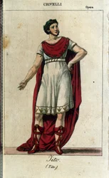 Gaetano Crivelli (1768-1836) Tito szerepében Wolfgang Amadeus Mozart (1756-1791) "La Clemence de Tito" című művében, a milánói La Scalában 1819-ben.