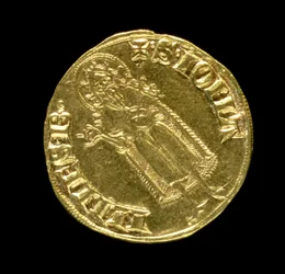 Keresztelő Szent Jánost ábrázoló arany florin (háton), firenzei, 1252 (előlapját lásd: 83495)
