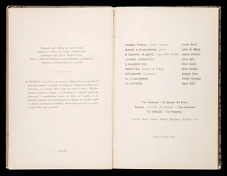 Librettó: Tosca, Giacomo Puccini, Ricordi kiadás, Olaszország