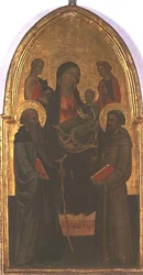 Madonna és gyermeke szentekkel (tempera a panelen)