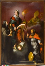 Madonna gyermekkel és szentekkel Klára, Ambrose és Erasmus, 1625 körül