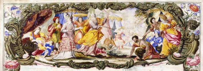 Mózes, Áron és Izrael fiai a pusztában Mannát gyűjtenek, 1600-1630 körül
