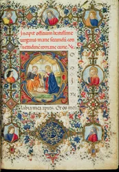 Ms 154 f.14r A Krisztus-gyermek imádása, az Órák könyvéből, olasz
