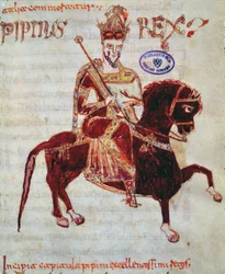 Ms 4 Pepin (kb.773-810) olasz király lovas portréja, 1023