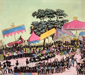 Panorámás kilátás a Yam Customra, a Costumi dei-ből, Giulio Ferrario, 1820-30-as évek