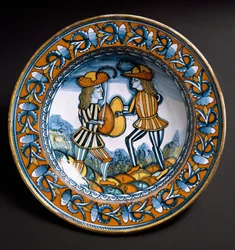 Két katonát ábrázoló tábla harcban, 1520 körül
