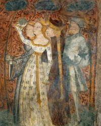 Labdajáték, részlet egy verseny jeleneteiből és udvari élet a Casa dEstate-ból (Nyárház), 1388-1400