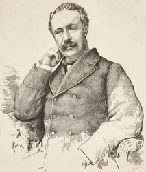 Charles George Gordon, Gordon Pasha (1833-1885) brit tábornok portréja, metszet A Riera rajzából, L