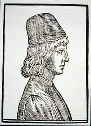 Pico della Mirandola (1463-94) portréja a Delle Celeste Fisionomiából, Giovanni Battista della Porta, 1616, Padova, illusztrálva a History of Magic című könyvben, megjelent a 19. század végén