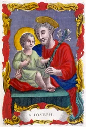 Szent József és a gyermek Jézus portréja, jámbor kép, Olaszország
