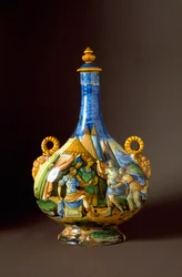 Jelenetek Ovidius Átváltozások című művéből. Az olaszországi Urbinóban, a Fontana-műhelyben készült kerámiakancsó. 16. század, Firenze, Museo Nazionale del Bargello