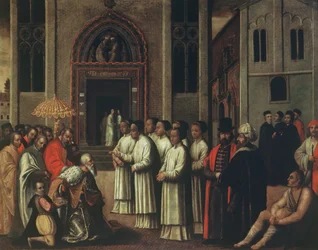 A Ziani dózse 1172-ben találkozik III. Sándor pápával (1105-81) a Caritában