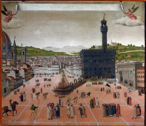 Girolamo Savonarola máglya a Piazza della Signoria-n, Firenzében 1498-ban (festmény)