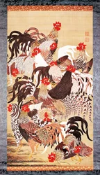 Tizenhárom kakas, a Doshoku Sai-e (Az élőlények színes birodalma) Edo-korszakból. 1757-66 körül (színes selyemre)