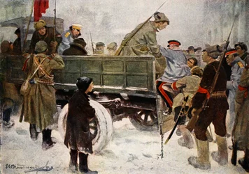 Tábornokok letartóztatása a forradalom idején 1917 februárjában (színes litó)
