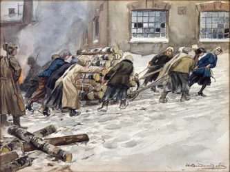 Vladimirov, Ivan Alekszejevics (1869-1947) tűzifa igénylése. Akvarell, gouache, papír