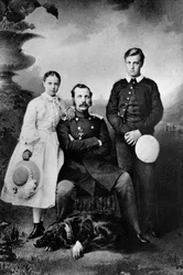 II. Sándor orosz cár lányával, Máriával és fiával, Alekszejvel, 1863