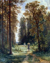 Út az erdőn át Tiszta táj egy erdőben. Ivan Ivanovics Shishkin (1832-1898) festménye 1880 Szentpétervár, Ermitázs Múzeum