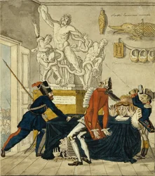 Napóleon Bonaparte lopott holmikat árul, 1813