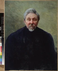 Dmitry Mamine Sibiriak portréja (Mamine-Sibiriak, Mamin Sibiryak, Mamin-Sibiryak) (1852-1912). Ivan Kirillovich Parkhomenko (1870-1940) peinture, huile sur toile