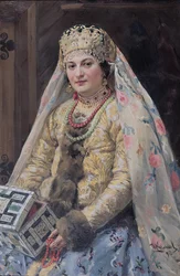 ""A művész feleségének portréja"" Ivan Koulikov (1875-1941) festménye 1917 Méret: 102,8x67,3 cm Magángyűjtemény