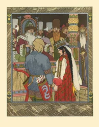 Illusztráció Ivan Carevics, a tűzmadár és a szürke farkas meséjéhez, 1902