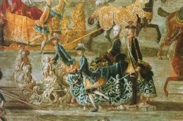 A császári szánkózás II. József osztrák császár és 2. feleségével, Maria Josepha von Bayernnel való házasságkötés alkalmából: egy szán részlete (lásd még: 87694)