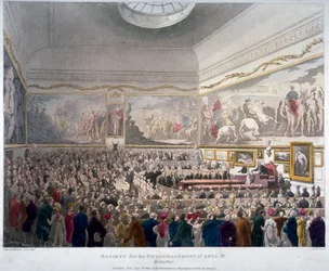 A Művészeti Társaság találkozója az Adelphi épületekben, Westminster, London, 1809
