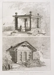 Cementtel borított terasz és Danjoy által tervezett lugas, 1880 körül