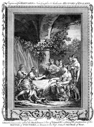 Edward, a Fekete Herceg, elbeszéli a poitiers-i csata részleteit, 19. század