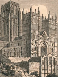 A durhami katedrális északnyugati nézete, 1843.