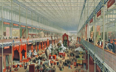 A Külügyminisztérium, a kereszthajó felől nézve, 3. tábla a „Souvenir of the Great Exhibition”-ból, T. Picken metszete, kocsma. 1851, Ackermann (színes litográfia)