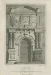 Ingestre Hall - Bejárati ajtó: metszet, nd [c 1821] (nyomat)