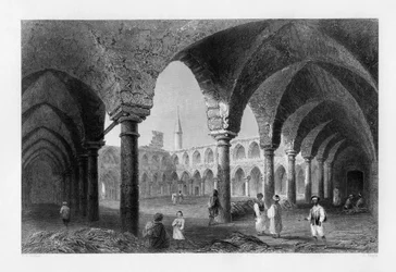 Ősi épületek St Jean DAcre Acre-ben, Izraelben, 1841.