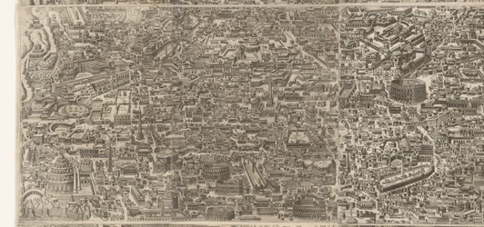 Plattegrond van Rome ten tijde van keizer Augustus (középső blad) Nagyon pontos kép az ókori városról ókori műemlékekből alakult ki Az ókori Róma képei romos épületek nyomairól