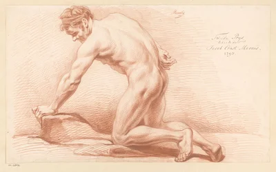 Térdelő férfi akt, oldalnézetben (2. díj 1797)
