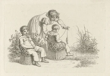 Nő két gyerekkel a székeken Tanulmánynyomatok / Etudes gravées (sorozat címe)