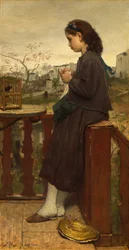 Kötögető lány az erkélyen, Montmartre, 1869