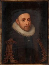 Gustave II Adolf of Sweden (1594-1632) - Jacob Hoefnagel festménye (1575-1630 körül), olaj, fa (65x48 cm)