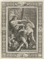 A képzelet megszelídíti Idő atyát; Címlap ehhez: J. C. Weyerman, A németalföldi férfi és női festők életrajzai, 1729