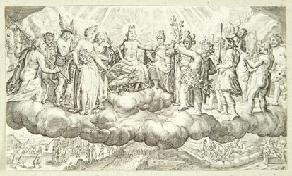 Bacchus átadja a Jupiter bort